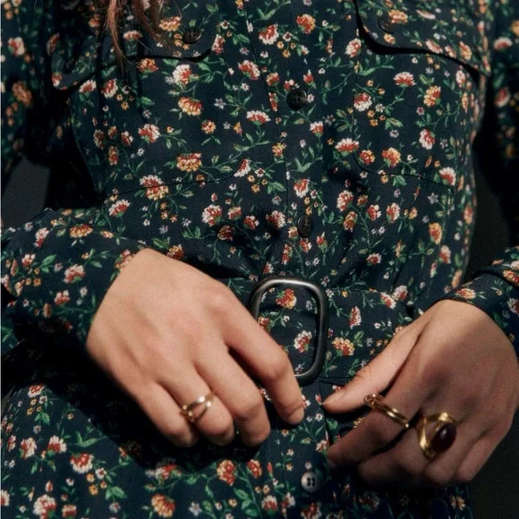 Sezane Tea Dress Navy Miranda Print - Size 6. Excellent used condition - Picture 3 of 10